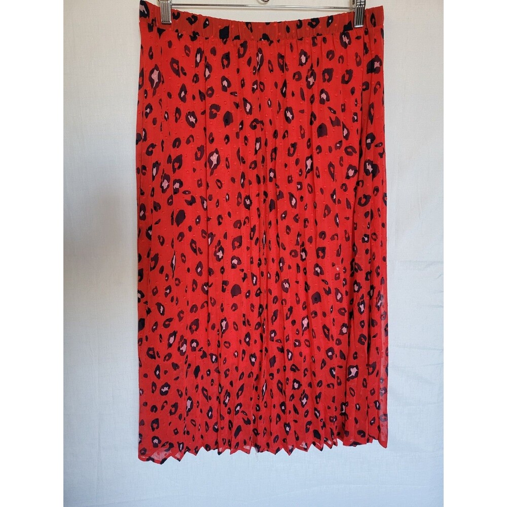 Selected Femme Women's Skirt Pleated Animal Print 42 Red